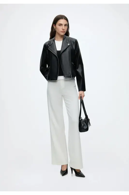 ONLYJıll Biker Otw Noos Kadın Deri Ceket Black - Siyah55 - 5