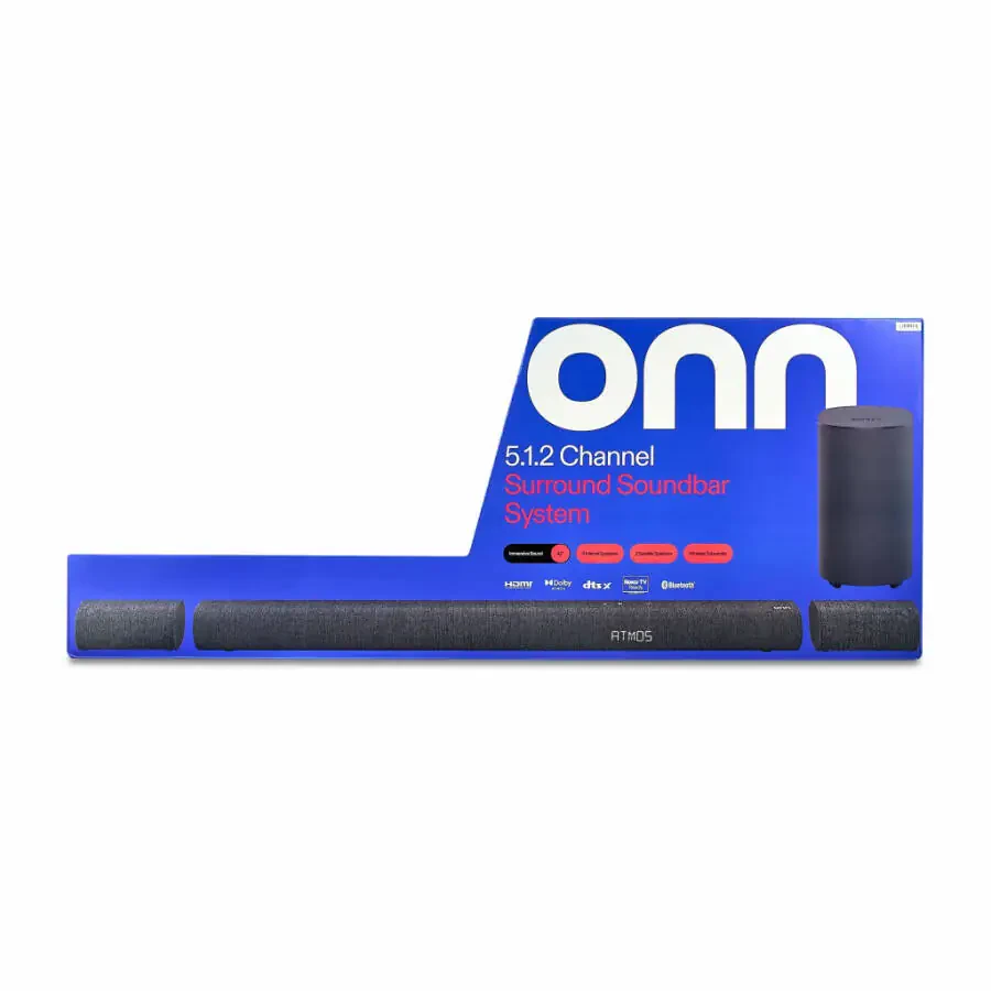onn Bluetooth 5.1.2 Channel Surround Soundbar System with Dolby Atmos, 42
