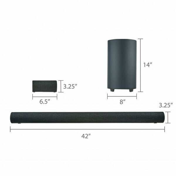onn. 5.1.2 Surround Soundbar with Dolby Atmos, Wireless Subwoofer and True Wireless Satellite Speakers, 42