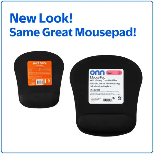 onn Mouse Pad with Memory Foam Wrist Rest Ergonomic Black - 1