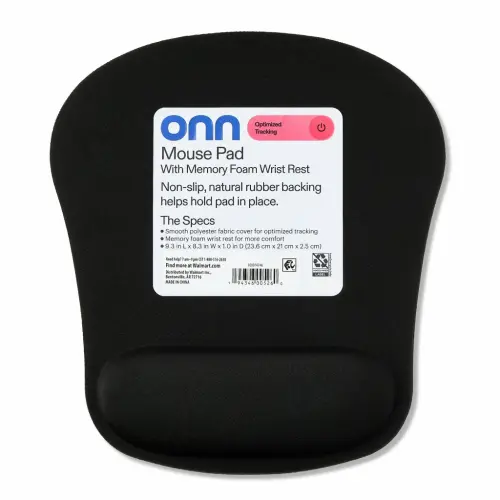 onn Mouse Pad with Memory Foam Wrist Rest Ergonomic Black - 4