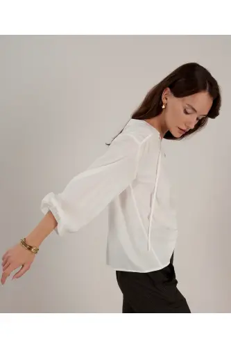 Önü Bağlamalı Bluz-BEYAZ - 3
