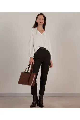 Önü Bağlamalı Bluz-BEYAZ - YARGICI (1)