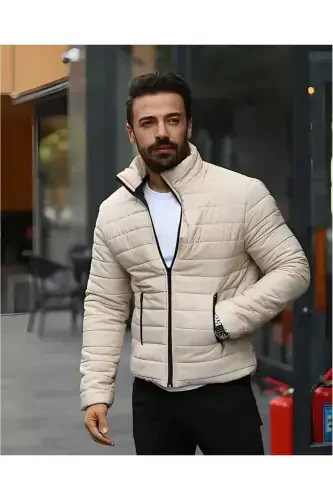 ONURMEN ERKEK ASTARLI mont Ceket SU GECİRMEZ RUZGAR GEÇİRMEZ-KREM. - 1