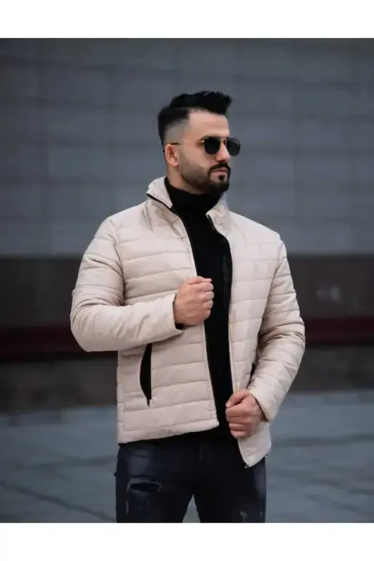 ONURMEN NEW SEASON Men's Black Padded Lined Jacket-Beige - 3