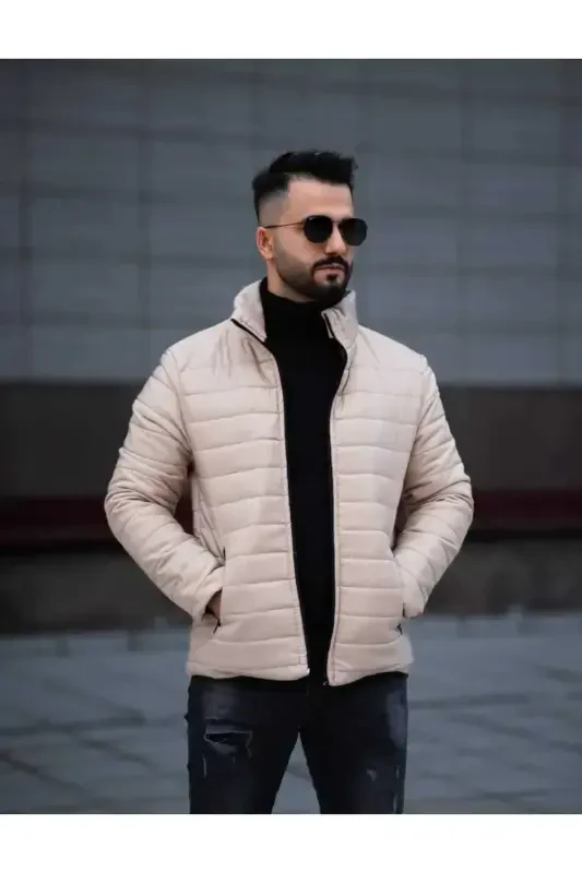 ONURMEN NEW SEASON Men's Black Padded Lined Jacket-Beige - 4