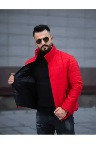 ONURMEN NEW SEASON Men's Black Padded Lined Jacket-Red - 2