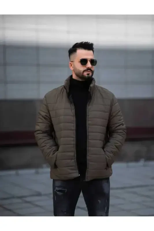 ONURMEN YENİ SEZON Erkek Siyah Şişme Astarlı Mont Ceket-Haki - 3