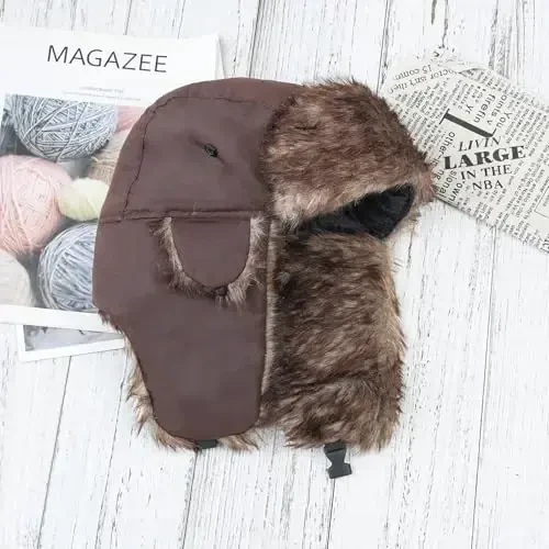 ONWAY Trapper Hat Ayollar Erkaklar uchun Sun'iy Mo'ynali Quloqchinli Qishki Shapkalar - 2
