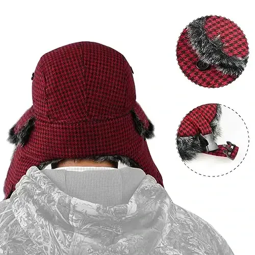 ONWAY Trapper Hat Ayollar uchun qishki shapkalar Erkaklar uchun sun'iy mo'ynali quloqchinlar bilan - 5