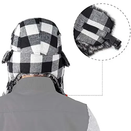 ONWAY Trapper Hat Qishki shapkalar ayollar va erkaklar uchun sun'iy mo'ynali quloqchinlar bilan - 7