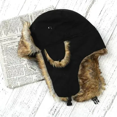 ONWAY Trapper Hat Qishki shapkalar ayollar va erkaklar uchun sun'iy mo'ynali quloqchinlar bilan - 2