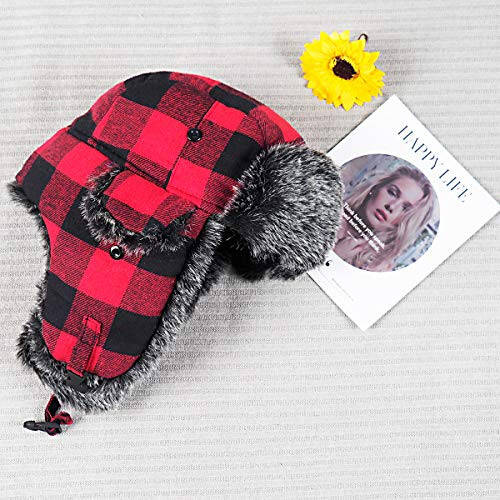 ONWAY Trapper Hat Winter Hats for Women Men with Faux Fur Ear Flaps - 2