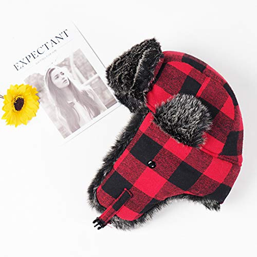 ONWAY Trapper Hat Winter Hats for Women Men with Faux Fur Ear Flaps - 3