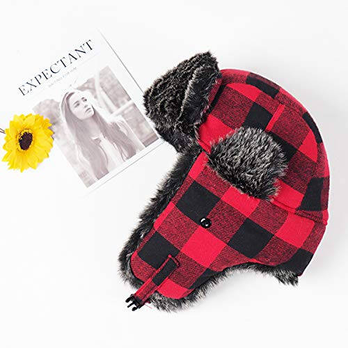 ONWAY Trapper Hat Winter Hats for Women Men with Faux Fur Ear Flaps - 3