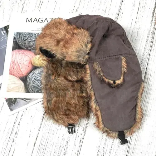 ONWAY Trapper Hat Winter Hats for Women Men with Faux Fur Ear Flaps - 3
