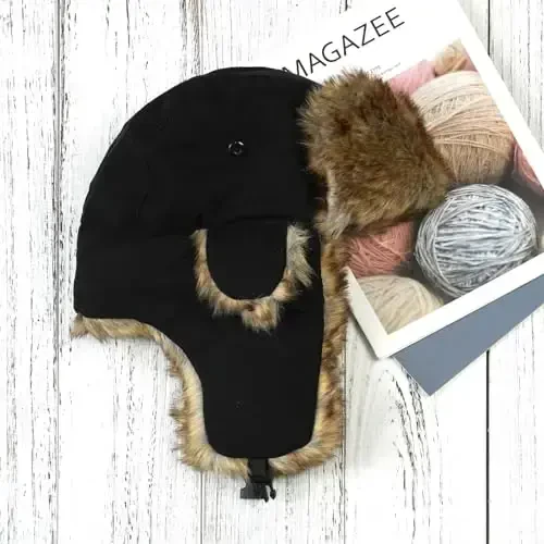 ONWAY Trapper Hat Winter Hats for Women Men with Faux Fur Ear Flaps - 3