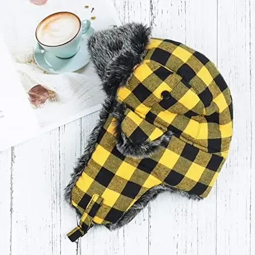 ONWAY Trapper Hat Winter Hats for Women Men with Faux Fur Ear Flaps - 3