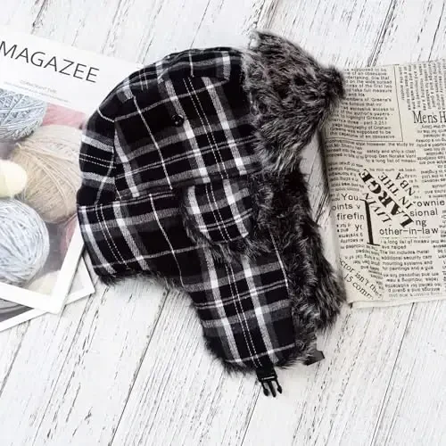 ONWAY Trapper Hat Winter Hats for Women Men with Faux Fur Ear Flaps - 3