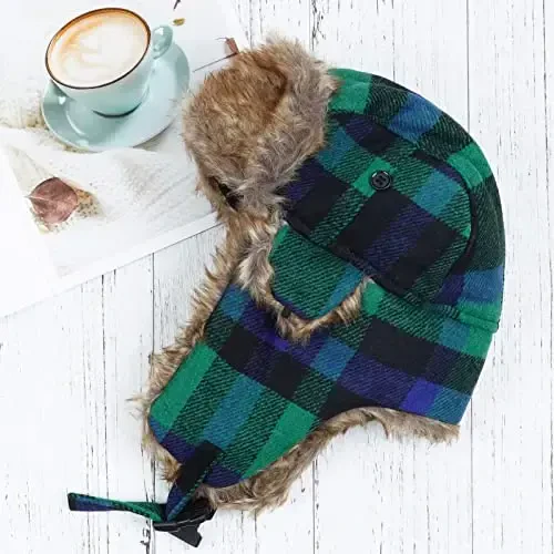ONWAY Trapper Hat Winter Hats for Women Men with Faux Fur Ear Flaps - 3