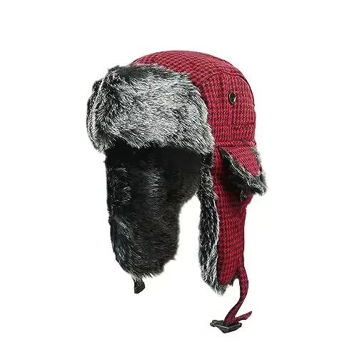 ONWAY Trapper Hat Winter Hats for Women Men with Faux Fur Ear Flaps - ONWAY