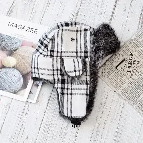 ONWAY Trapper Hat Winter Hats for Women Men with Faux Fur Ear Flaps - 3