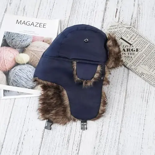 ONWAY Trapper Hat Winter Hats for Women Men with Faux Fur Ear Flaps - 3