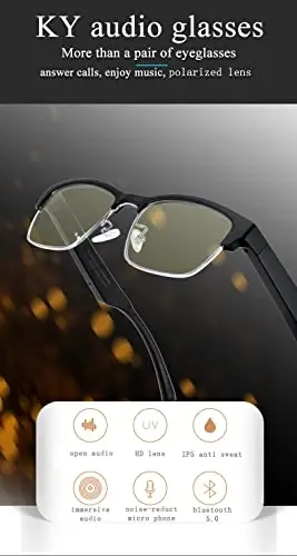 OOAVR Bluetooth Glasses,New Wireless Bluetooth Smart Audio Glasses with Speakers,Men's/Women's Indoor and Outdoor Entertainment Smart Glasses,Including 2 Magnetic Charging Wires(Silver,Clear) - 9