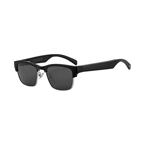 OOAVR Smart Audio Glasses, Wireless Bluetooth, Men's/Women's, Silver, 5-Hour Battery, Waterproof, UV Protection, Music Player Compatible - OOAVR