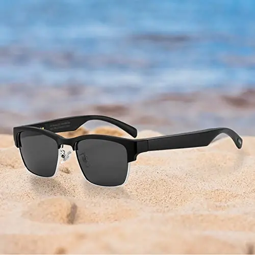 OOAVR Smart Audio Glasses, Wireless Bluetooth, Men's/Women's, Silver, 5-Hour Battery, Waterproof, UV Protection, Music Player Compatible - 2