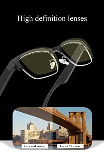 OOAVR Bluetooth Glasses,New Wireless Bluetooth Smart Audio Glasses with Speakers,Men's/Women's Indoor and Outdoor Entertainment Smart Glasses,Including 2 Magnetic Charging Wires(Silver,Clear) - 11