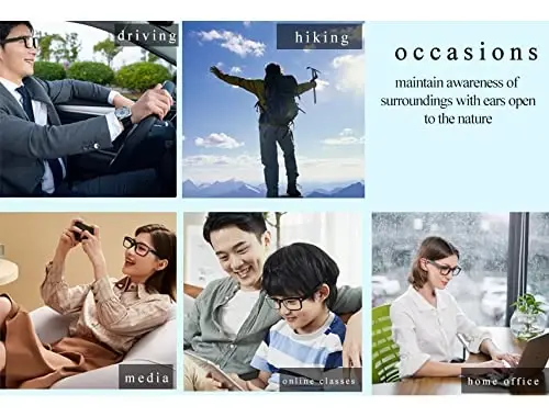 OOAVR Bluetooth Glasses,New Wireless Bluetooth Smart Audio Glasses with Speakers,Men's/Women's Indoor and Outdoor Entertainment Smart Glasses,Including 2 Magnetic Charging Wires(Silver,Clear) - 12