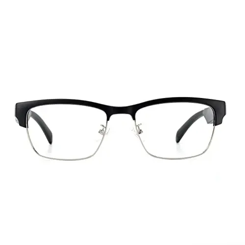 OOAVR Bluetooth Glasses,New Wireless Bluetooth Smart Audio Glasses with Speakers,Men's/Women's Indoor and Outdoor Entertainment Smart Glasses,Including 2 Magnetic Charging Wires(Silver,Clear) - OOAVR