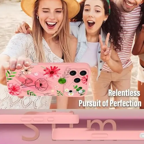 OOK Floral Case для iPhone 17 Pro Max, милый розовый чехол с акварельной ромашкой | Мягкий TPU, ударопрочный защитный тонкий чехол для женщин и девушек - 1