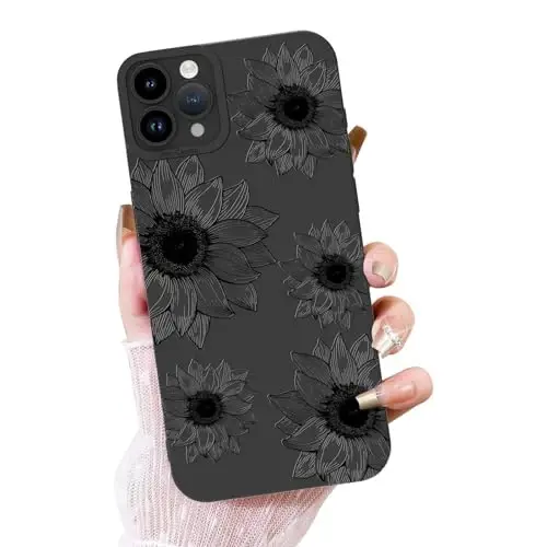 OOK Floral чехол для iPhone 11 Pro Max, милый дизайн с черными подсолнухами | Мягкий TPU, ударопрочный защитный чехол для телефона для женщин и девушек - OOK