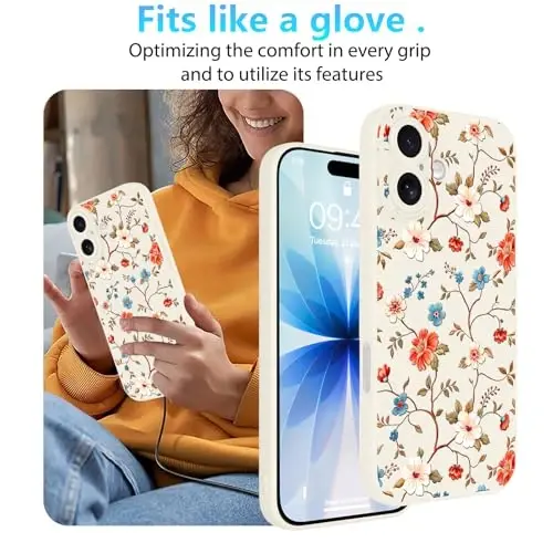 OOK Flower Case for iPhone 17, Cute White Vintage Floral | Soft TPU, Shockproof Protective Phone Cover for Women Girls 