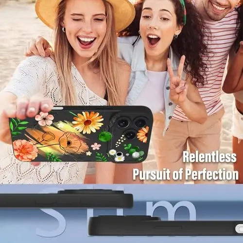 OOK iPhone 17 Pro için Çiçekli Kılıf, Sevimli Siyah Suluboya Papatya Çiçeği | Yumuşak TPU, Kadınlar ve Kızlar için Darbeye Dayanıklı Koruyucu İnce Telefon Kılıfı - 1