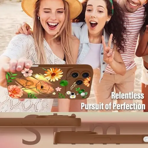 OOK iPhone 17 Pro uchun guldor g'ilof, yoqimli jigarrang akvarel romashka guli | Yumshoq TPU, ayollar va qizlar uchun zarbaga chidamli, ingichka himoya g'ilofi 