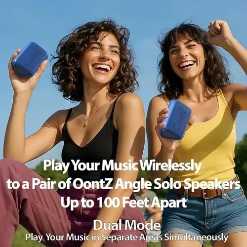 OontZ Angle Solo Compact Bluetooth Speaker, 14-Hour Playtime, Blue | Compact 5W Bluetooth speaker with clear sound, 100-ft range, IPX5, mic, AUX Input and USB-C Charging Cable. - 6