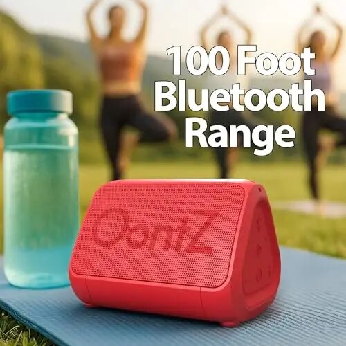 OontZ Angle Solo Compact Bluetooth Speaker, 14-Hour Playtime, Red | Compact 5W Bluetooth speaker with clear sound, 100-ft range, IPX5, mic, AUX Input and USB-C Charging Cable. - 3