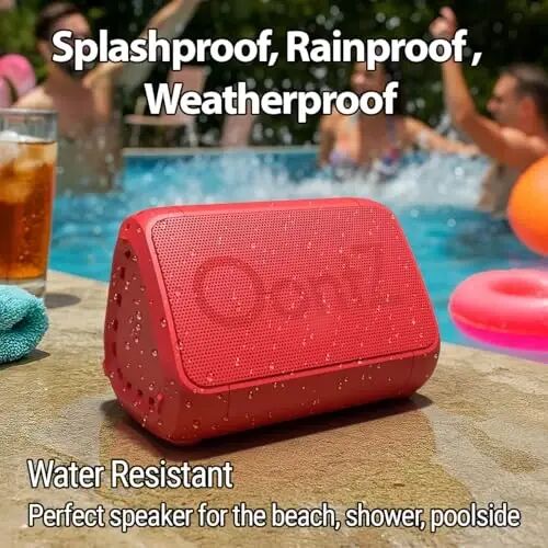 OontZ Angle Solo Compact Bluetooth Speaker, 14-Hour Playtime, Red | Compact 5W Bluetooth speaker with clear sound, 100-ft range, IPX5, mic, AUX Input and USB-C Charging Cable. - 5