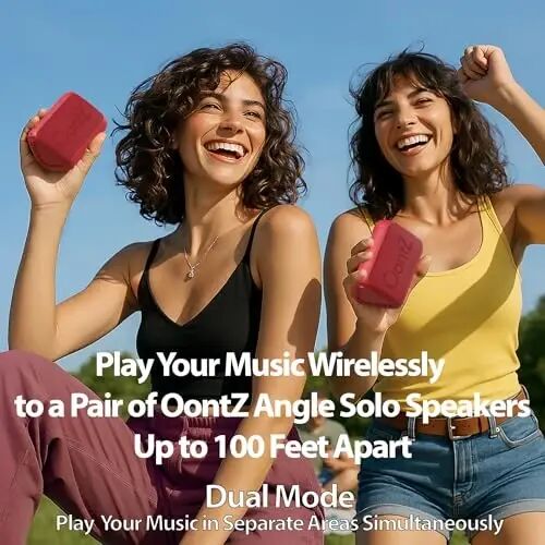 OontZ Angle Solo Compact Bluetooth Speaker, 14-Hour Playtime, Red | Compact 5W Bluetooth speaker with clear sound, 100-ft range, IPX5, mic, AUX Input and USB-C Charging Cable. - 6