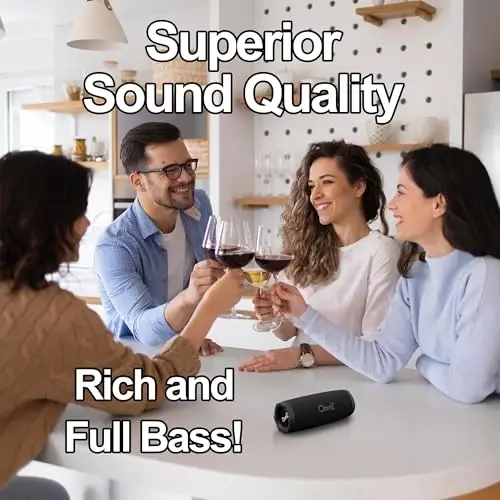 OontZ Cylinder- Portable Bluetooth Speaker, 14 Watts, Deep Bass, Hi-Quality Sound, 100 Ft Wireless Range, IPX7 Waterproof, Shower, Home, Outdoor, Pool (Black) - 3