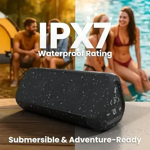 OontZ Ultra Bluetooth Speaker 5.4 | IPX7 Waterproof, 14W Enhanced Sound, 20-Hr Battery, 100ft Range, Deep Bass & Clear Audio, Durable Speaker for Pool, Beach, and Shower (Black) - 3