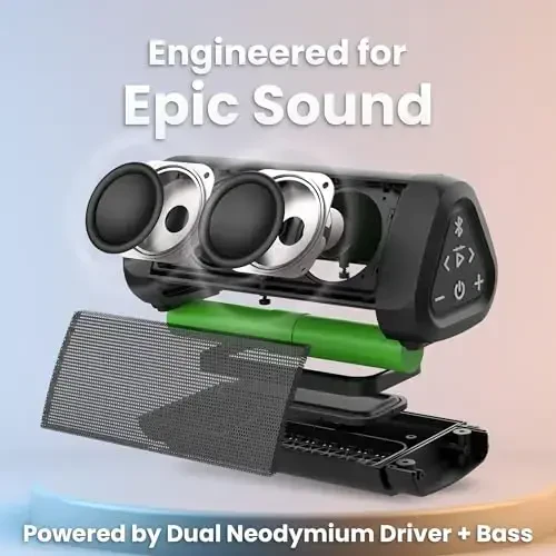 OontZ Ultra Bluetooth Speaker 5.4 | IPX7 Waterproof, 14W Enhanced Sound, 20-Hr Battery, 100ft Range, Deep Bass & Clear Audio, Durable Speaker for Pool, Beach, and Shower (Black) - 4