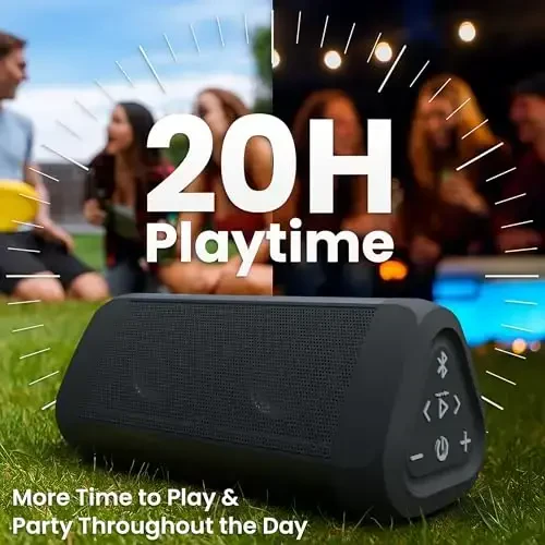 OontZ Ultra Bluetooth Speaker 5.4 | IPX7 Waterproof, 14W Enhanced Sound, 20-Hr Battery, 100ft Range, Deep Bass & Clear Audio, Durable Speaker for Pool, Beach, and Shower (Black) - 2