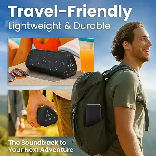 OontZ Ultra Bluetooth Speaker 5.4 | IPX7 Waterproof, 14W Enhanced Sound, 20-Hr Battery, 100ft Range, Deep Bass & Clear Audio, Durable Speaker for Pool, Beach, and Shower (Black) - 6