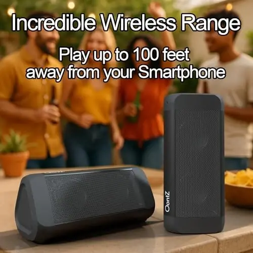 OontZ Ultra Bluetooth Speaker 5.4 | IPX7 Waterproof, 14W Enhanced Sound, 20-Hr Battery, 100ft Range, Deep Bass & Clear Audio, Durable Speaker for Pool, Beach, and Shower (Black) - 5