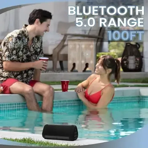 OontZ Ultra Dual Portable Bluetooth Speaker 5.0 2-Pack – IPX7 Waterproof, 14W Enhanced Sound, 20-Hr Battery, 100ft Range, Deep Bass & Clear Audio, Durable for Shower, Pool, or Beach (Black) - CAMBRIDGE SOUNDWORKS (1)