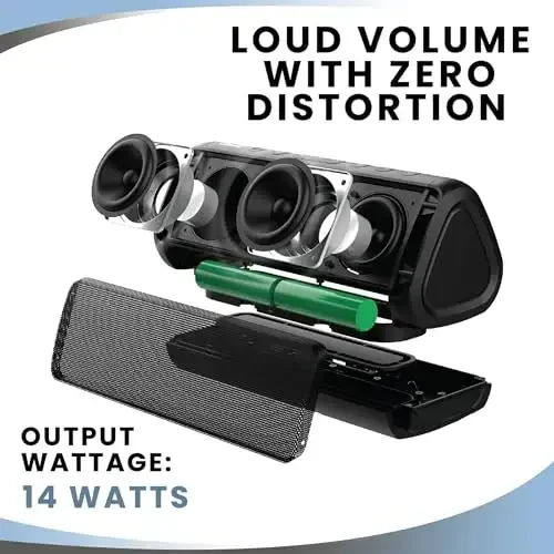 OontZ Ultra Dual Portable Bluetooth Speaker 5.0 2-Pack – IPX7 Waterproof, 14W Enhanced Sound, 20-Hr Battery, 100ft Range, Deep Bass & Clear Audio, Durable for Shower, Pool, or Beach (Black) - 6